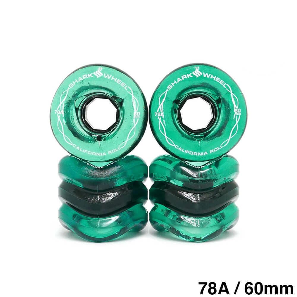 クルージング用 SHARK WHEEL SOFT WHEEL シャークウィール ソフトウィール CALIFORNIA ROLL TRANSPARENT 78A EMERALD 60mm
