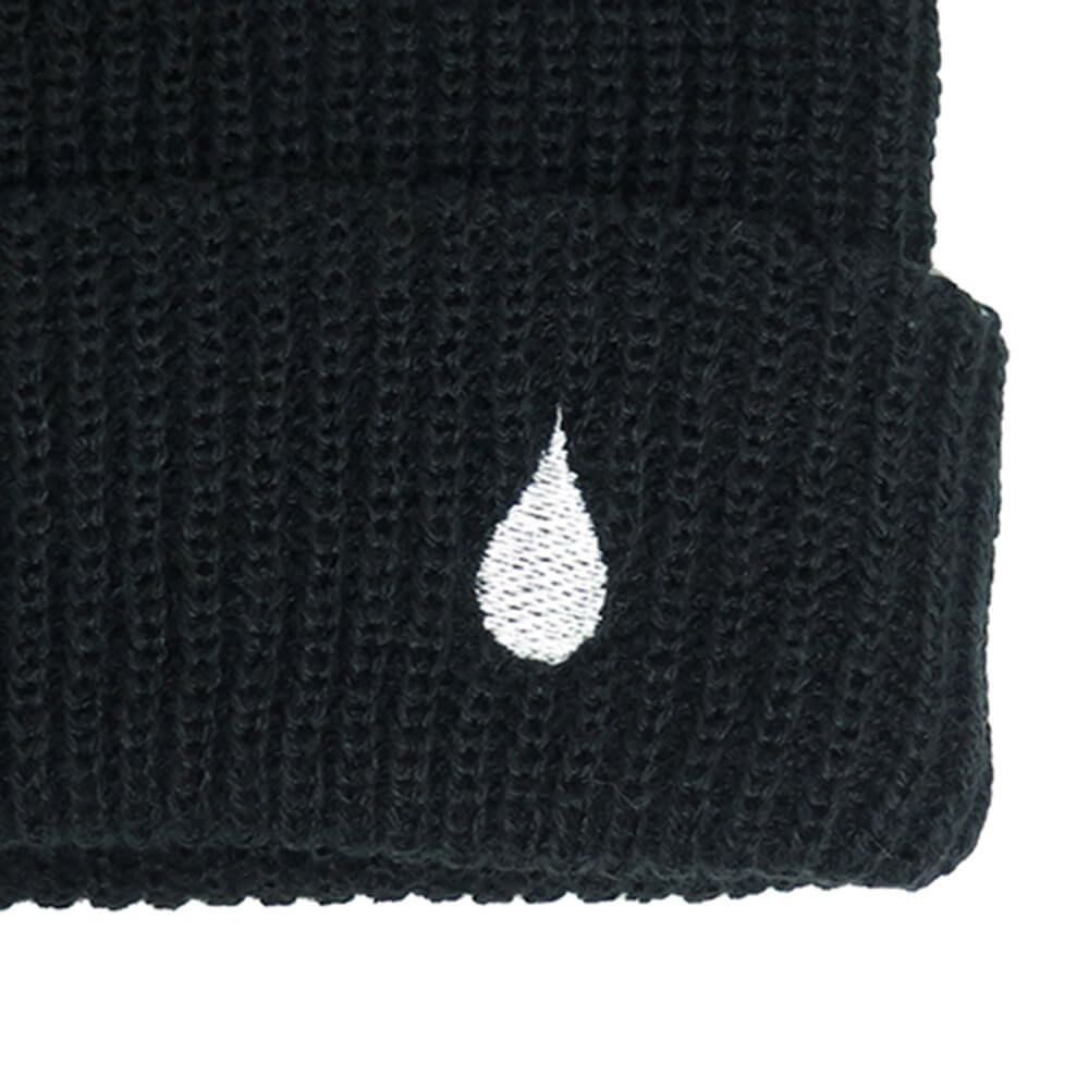 COLOR COMMUNICATIONS KNITCAP カラーコミュニケーションズ ニットキャップ DRIP EMB CUFF BLACK 2