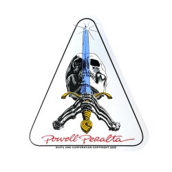 POWELL STICKER パウエル ステッカー SKULL & SWORD SILVER