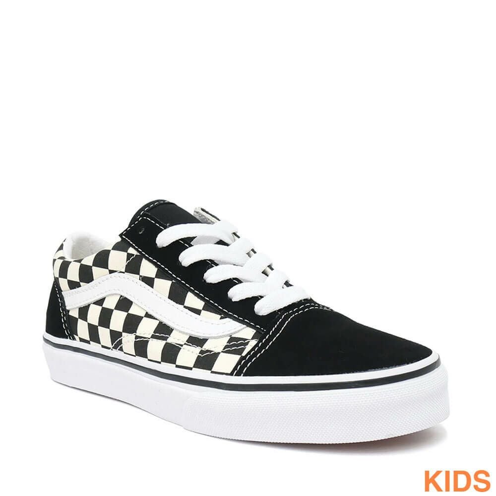 VANS SHOES バンズ シューズ スニーカー（子供用） KID'S OLD SKOOL PRIMARY CHECK BLACK/WHITE（US企画） スケートボード スケボー