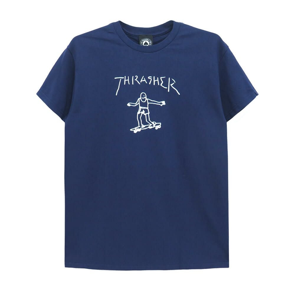 THRASHER T-SHIRT スラッシャー Ｔシャツ GONZ（US企画） NAVY スケートボード スケボー 