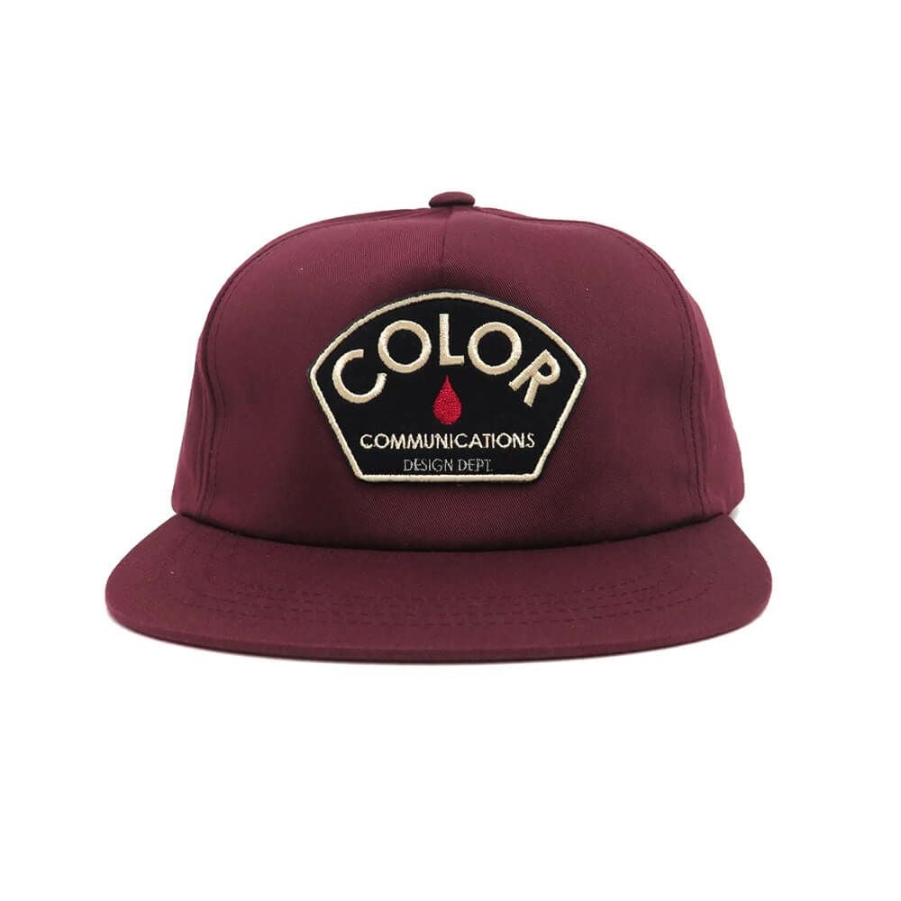 COLOR COMMUNICATIONS CAP カラーコミュニケーションズ キャップ DESIGN DEPT. PATCH UNSTRUCTURED SNAPBACK WINE スケートボード スケボー 1