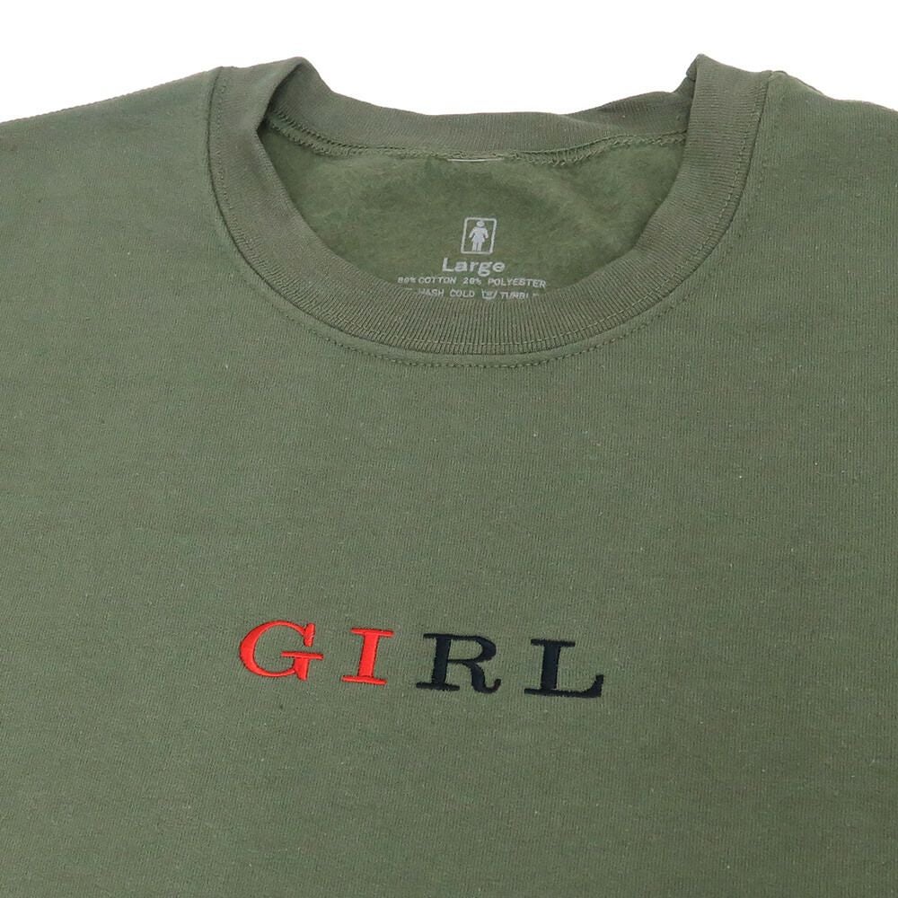 GIRL CREW SWEAT ガール トレーナー SERIF ARMY GREEN スケートボード スケボー 1