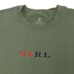 GIRL CREW SWEAT ガール トレーナー SERIF ARMY GREEN スケートボード スケボー 1