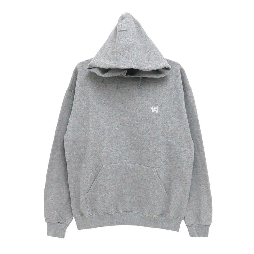 KAWA HOOD 川 パーカー 1POINT GREY/WHITE 刺繍ロゴ スケートボード スケボー 