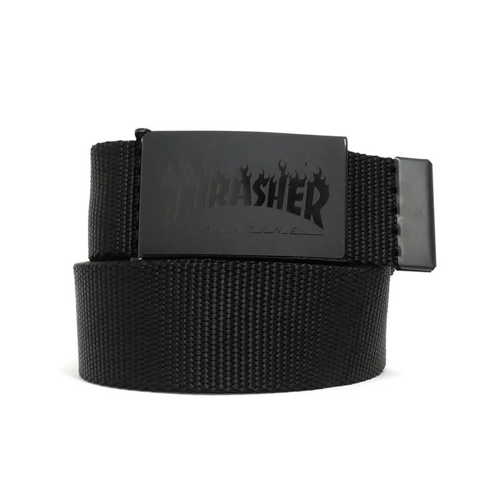 THRASHER BELT スラッシャー ベルト FLAME WEB BELT BLACK（US企画