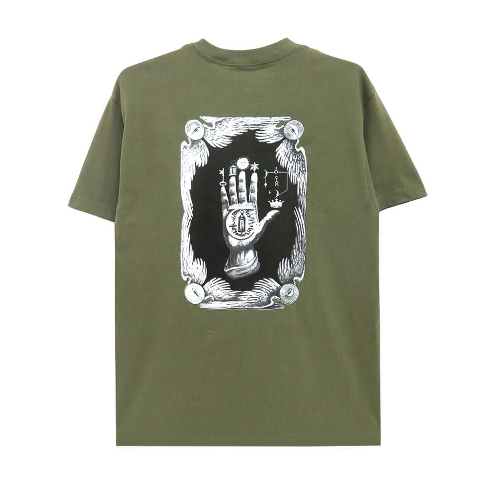 THEORIES T-SHIRT セオリーズ Tシャツ HAND OF THEORIES OLIVE