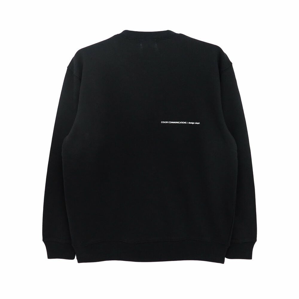COLOR COMMUNICATIONS CREW SWEAT カラーコミュニケーションズ トレーナー WAWA OWL EMB LETTER BLACK 刺繍ロゴ スケートボード スケボー 1