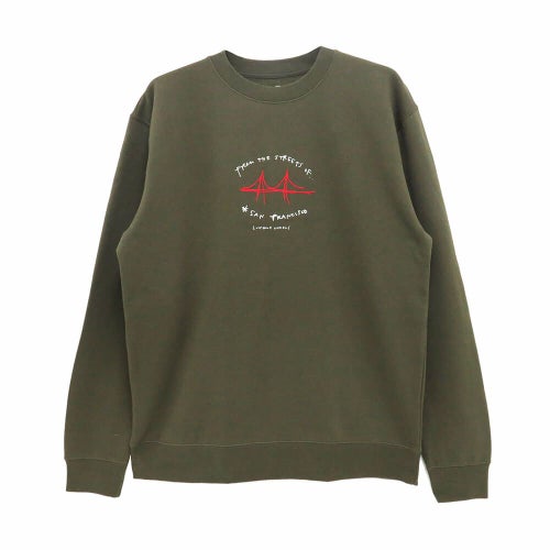 LOOP HOLE CREW SWEAT ループホール トレーナー FROM THE STREET ARMY GREEN スケートボード スケボー 