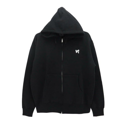 KAWA HOOD 川 パーカー 川 LOGO 1POINT ZIP BLACK/WHITE 刺繍ロゴ スケートボード スケボー 