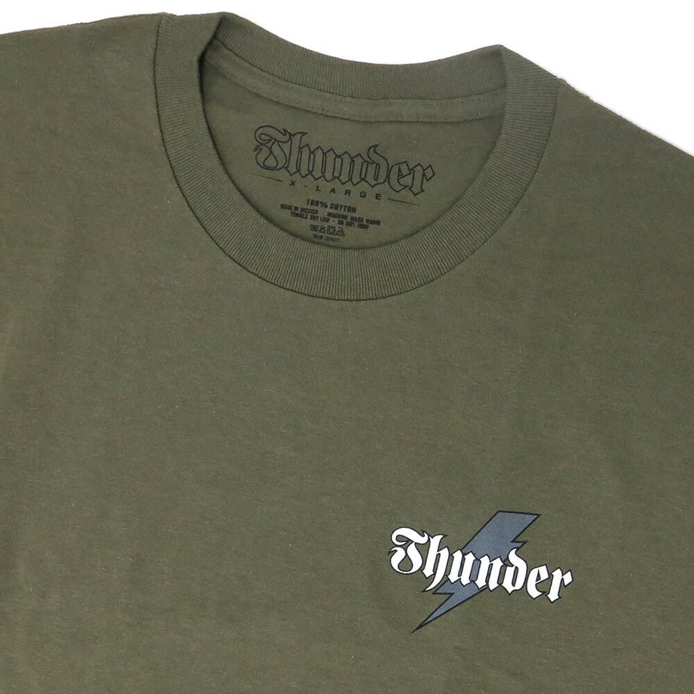 THUNDER T-SHIRT サンダー Tシャツ BOLT SCRIPT MILITARY GREEN スケートボード スケボー 2