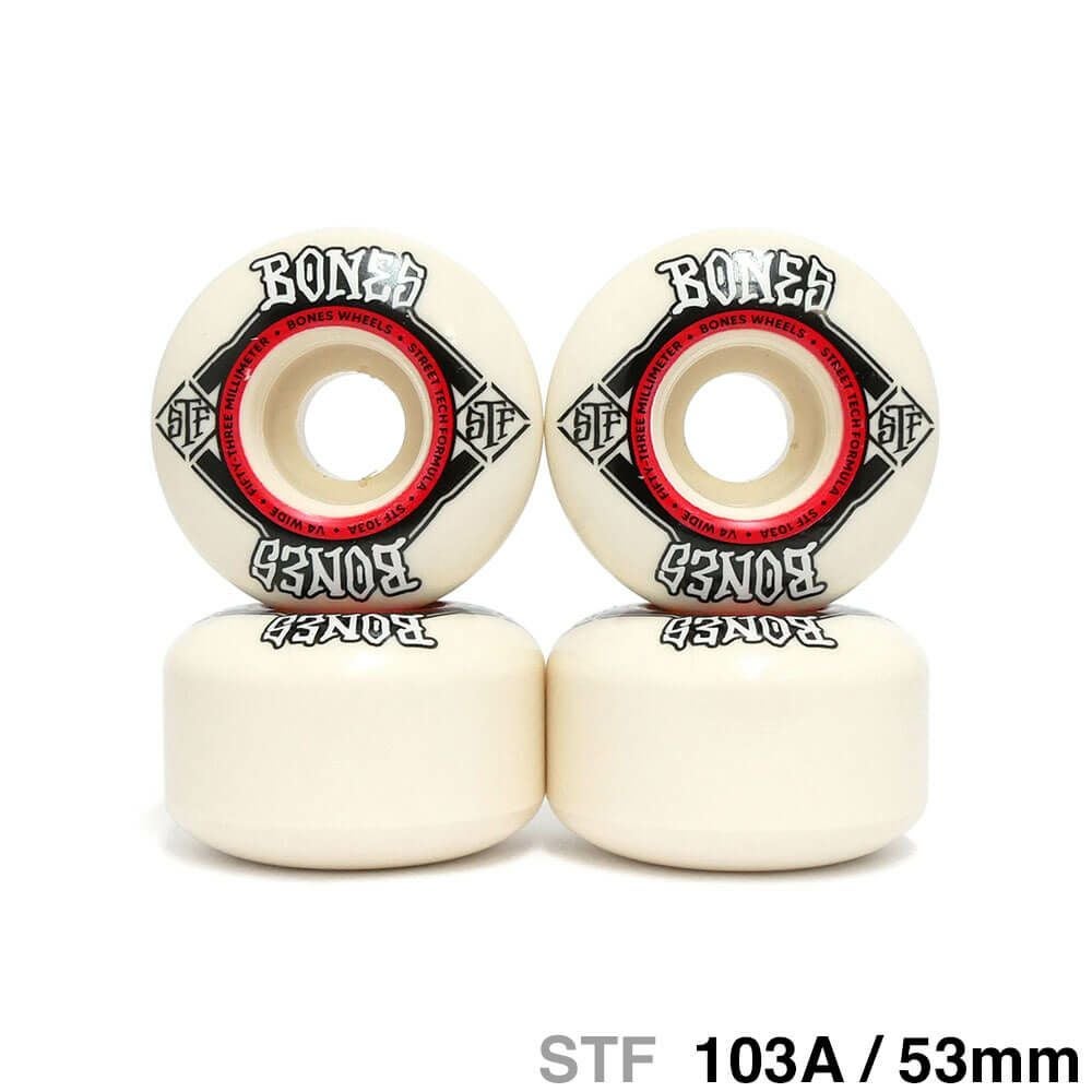 スケートボード BONES STF 99A 54mm V4 WIDE BONES WHEELS STF Skateboard Wheels Wide 54mm V4 99A 4pk White