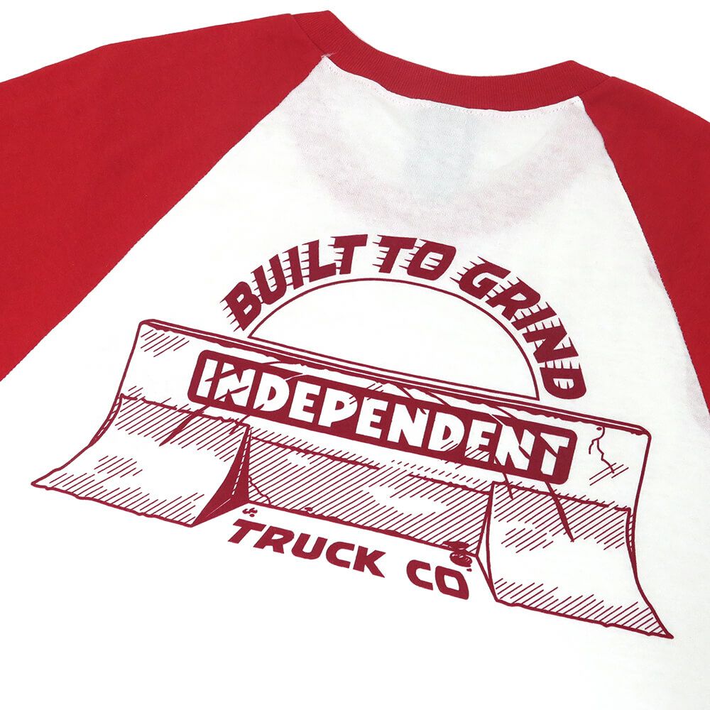  INDEPENDENT LONG SLEEVE インディペンデント ロングスリーブTシャツ BAR-RIER 3/4 SLEEVE WHITE/RED スケートボード スケボー 3