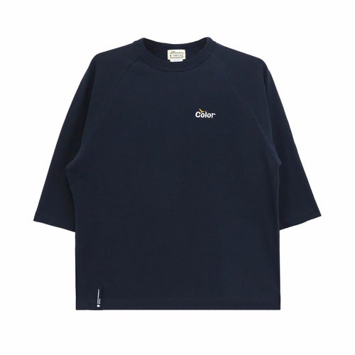 COLOR COMMUNICATIONS LONG SLEEVE カラーコミュニケーションズ 7分袖Tシャツ WAWA OWL EMB LETTER NAVY スケートボード スケボー 