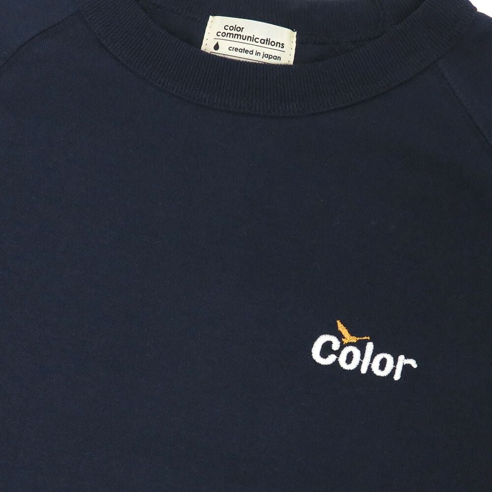 COLOR COMMUNICATIONS LONG SLEEVE カラーコミュニケーションズ 7分袖Tシャツ WAWA OWL EMB LETTER NAVY スケートボード スケボー 1