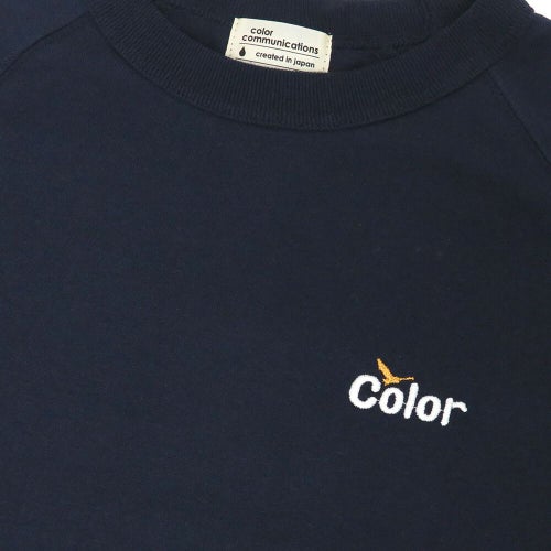 COLOR COMMUNICATIONS LONG SLEEVE カラーコミュニケーションズ 7分袖Tシャツ WAWA OWL EMB LETTER NAVY スケートボード スケボー 1