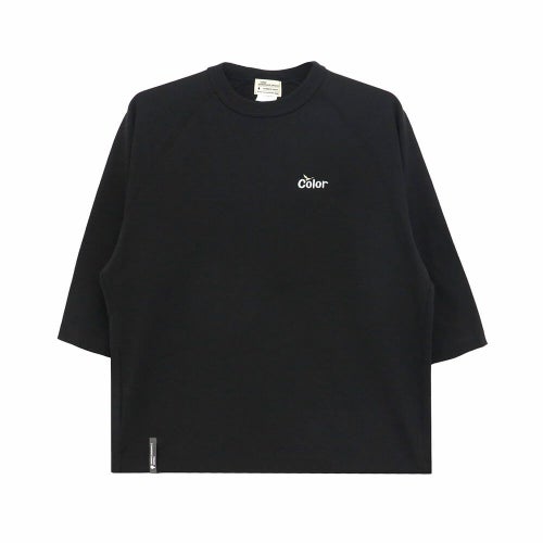 COLOR COMMUNICATIONS LONG SLEEVE カラーコミュニケーションズ 7分袖Tシャツ WAWA OWL EMB LETTER BLACK スケートボード スケボー 