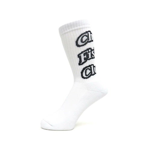 CHAOS FISHING CLUB SOCKS カオスフィッシングクラブ ソックス 靴下 1 PAC ARCH LOGO WHITE スケートボード スケボー 1