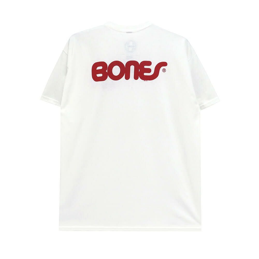 BONES T-SHIRT ボーンズ Tシャツ SWISS TEXT WHITE スケートボード