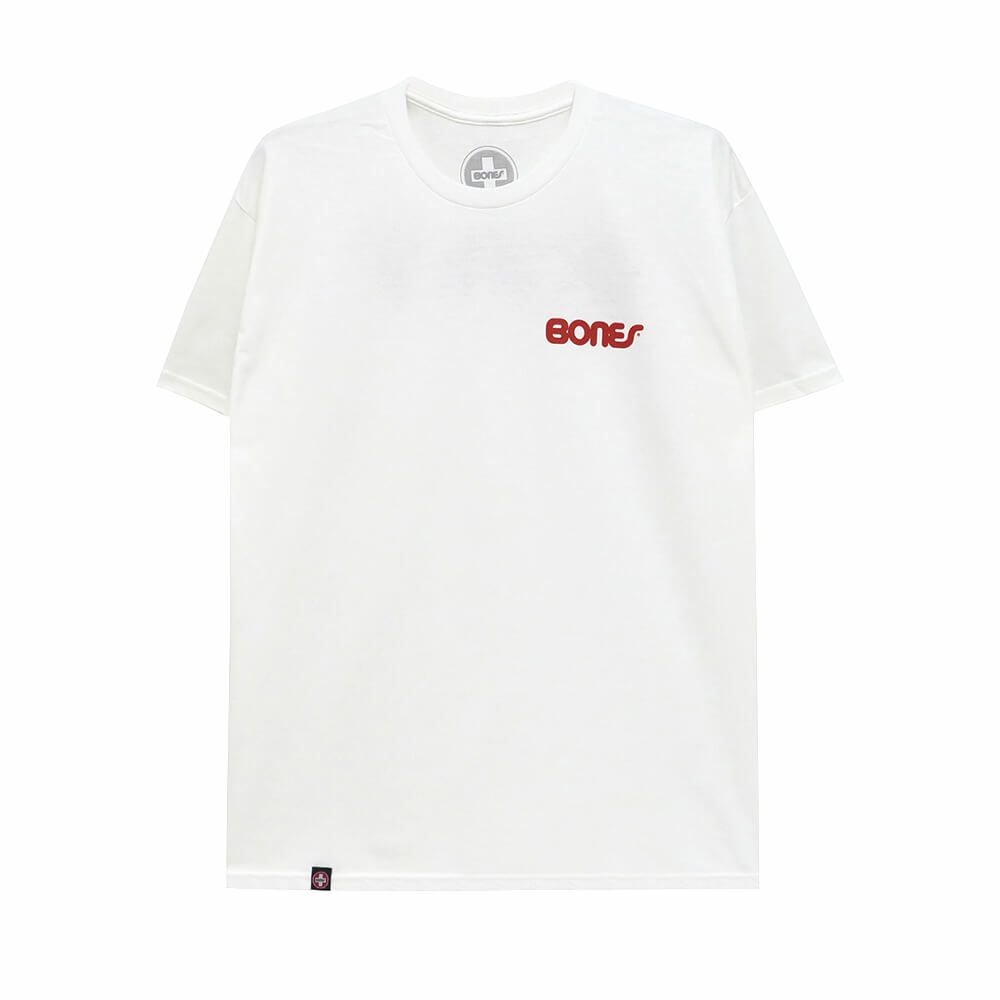 BONES T-SHIRT ボーンズ Tシャツ SWISS TEXT WHITE スケートボード