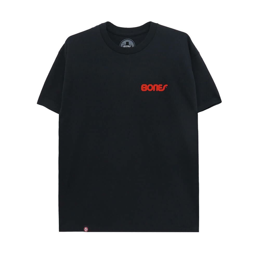 BONES T-SHIRT ボーンズ Tシャツ SWISS TEXT BLACK スケートボード