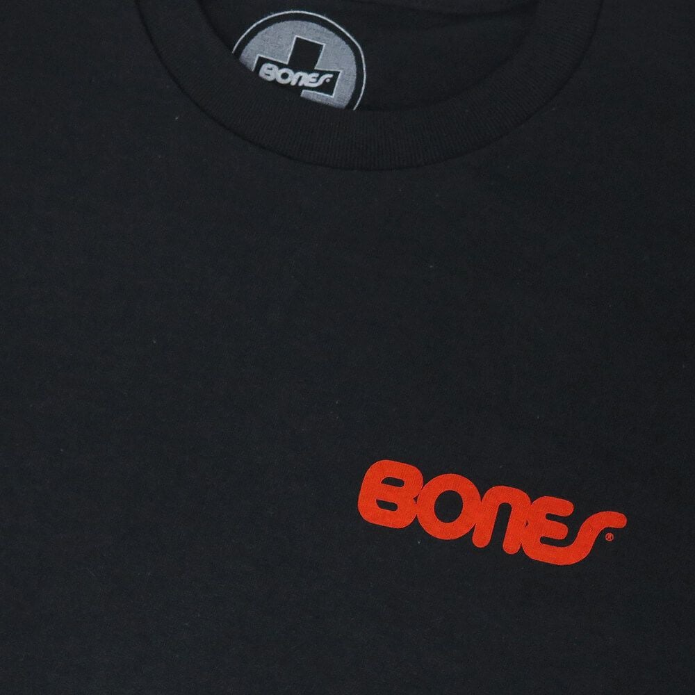 BONES T-SHIRT ボーンズ Tシャツ SWISS TEXT BLACK スケートボード
