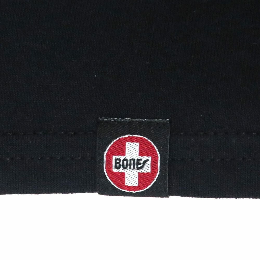 BONES T-SHIRT ボーンズ Tシャツ SWISS TEXT BLACK スケートボード