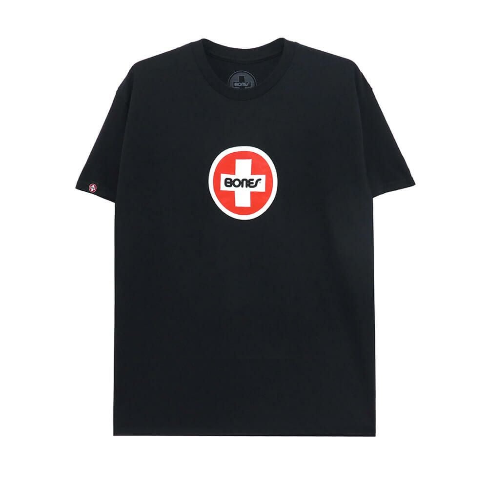 BONES T-SHIRT ボーンズ Tシャツ SWISS CIRCLE BLACK スケートボード スケボー 