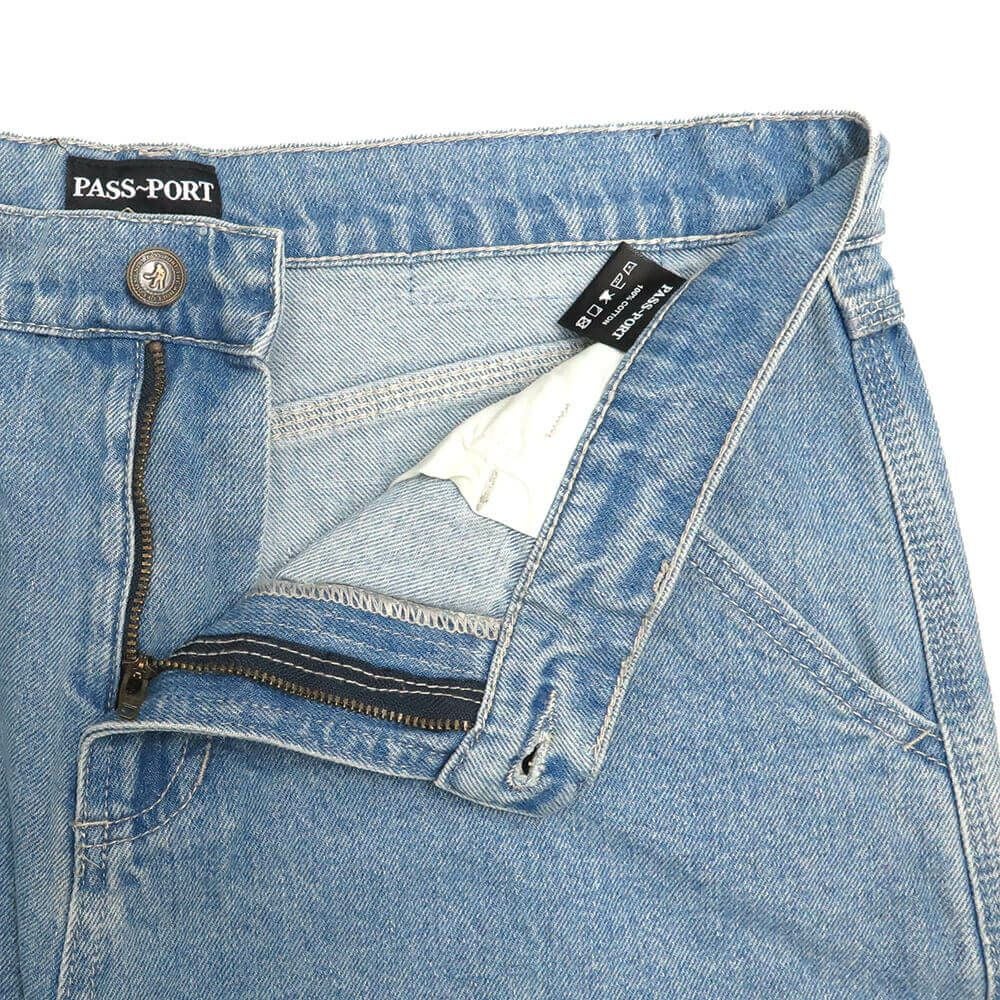 PASS~PORT SHORTS パスポート ショーツ WORKERS CLUB JEANS SHORT R42 WASHED LIGHT INDIGO スケートボード スケボー 3