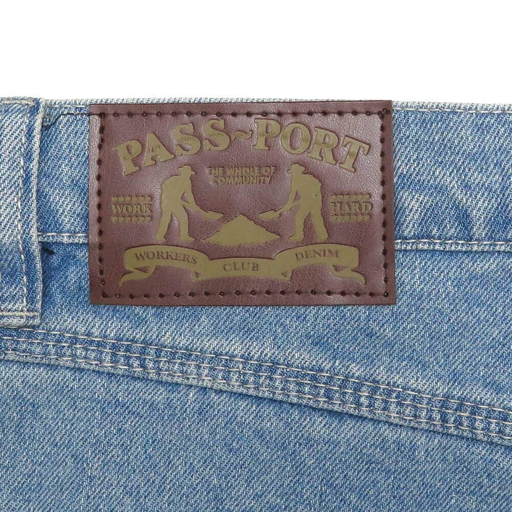 PASS~PORT SHORTS パスポート ショーツ WORKERS CLUB JEANS SHORT R42 WASHED LIGHT INDIGO スケートボード スケボー 7
