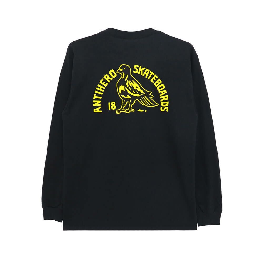 ANTIHERO LONG SLEEVE アンチヒーロー ロングスリーブTシャツ ROCK DAVE FILL POCKET BLACK スケートボード スケボー 