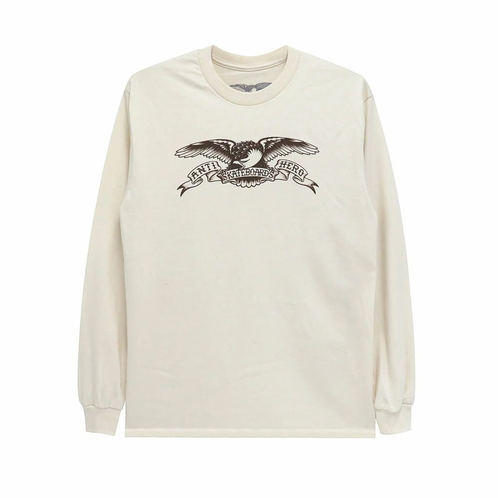 ANTIHERO LONG SLEEVE アンチヒーロー ロングスリーブTシャツ BASIC EAGLE CREAM/BROWN スケートボード スケボー 