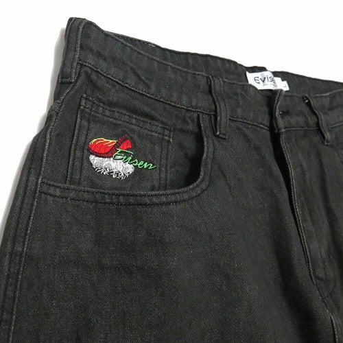 EVISEN SHORTS エビセンー ショーツ SUSHI DENIM LIGHT BLACK スケートボード スケボー 1