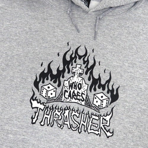 THRASHER HOOD スラッシャー パーカー WHO CARES BY NECKFACE GREY（US企画） スケートボード スケボー 1