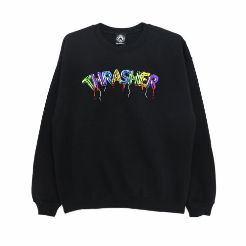 THRASHER CREW SWEAT スラッシャー トレーナー BALLOONS BLACK（US企画） スケートボード スケボー 