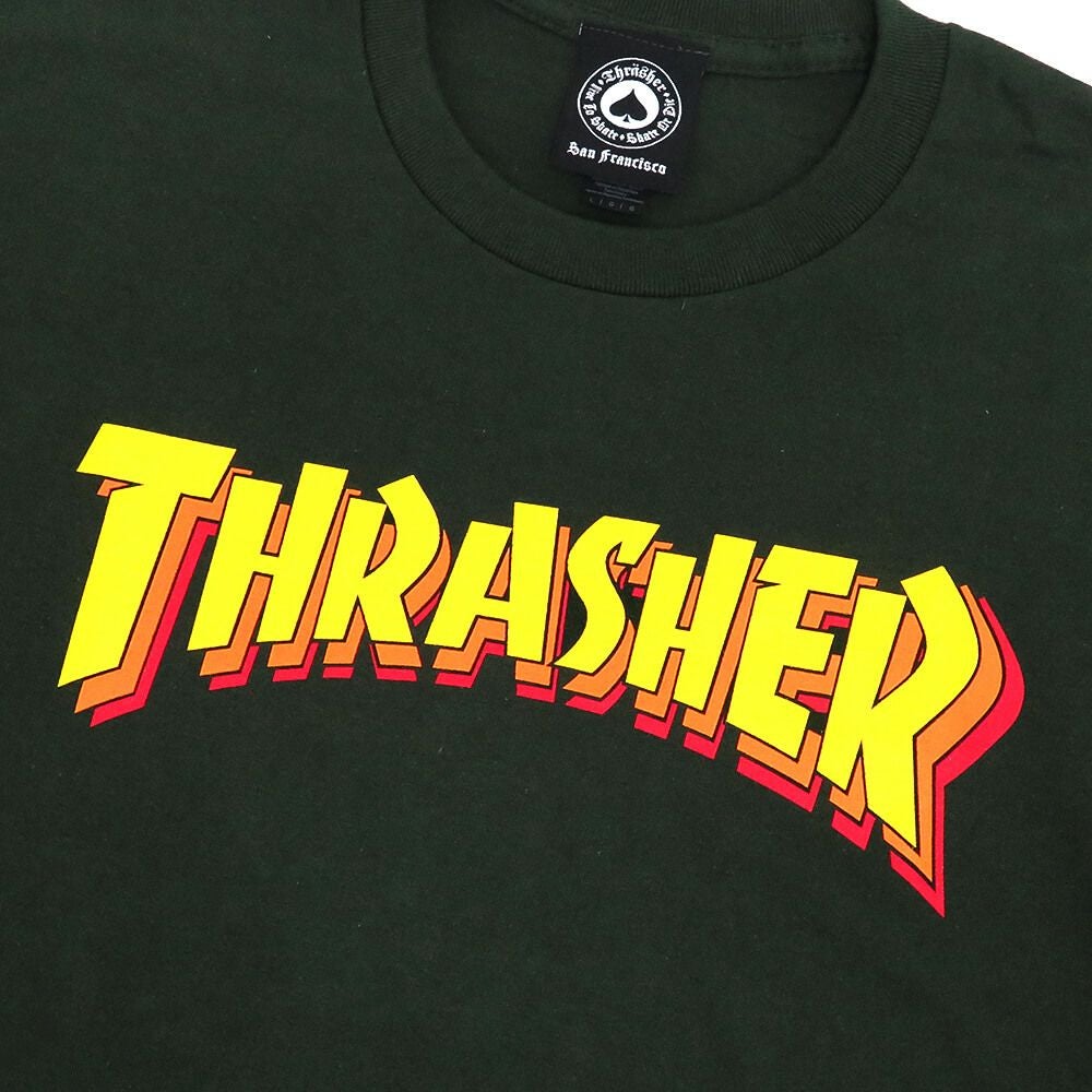 THRASHER T-SHIRT スラッシャー Tシャツ STACKED FOREST GREEN（US企画） スケートボード スケボー 1