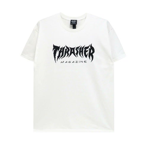 THRASHER T-SHIRT スラッシャー Tシャツ METAL WHITE（US企画） スケートボード スケボー 