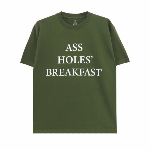 400BLOWS T-SHIRT フォーハンドレッドブロウズ Tシャツ ASSHOLE'S BREAKFAST DEEP GREEN スケートボード スケボー 