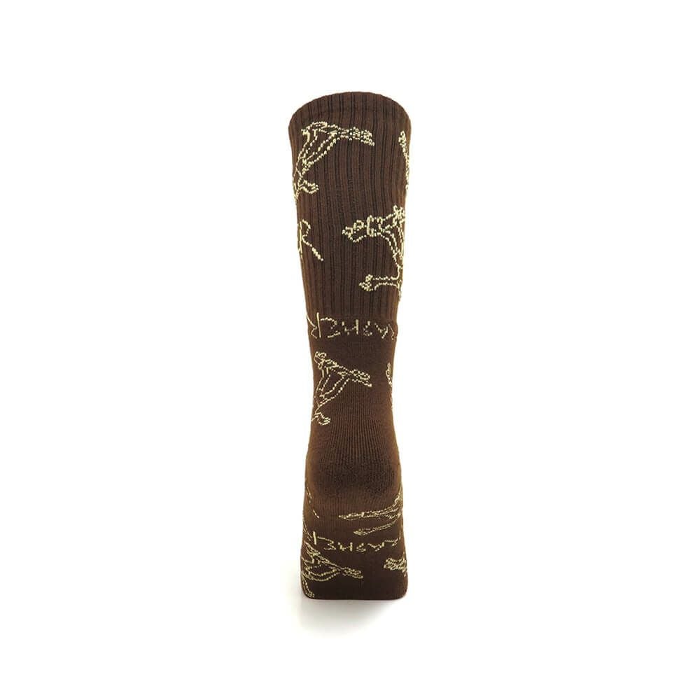 THRASHER SOCKS スラッシャー ソックス 靴下 GONZ LOGO BROWN/TAN（US企画） スケートボード スケボー 2