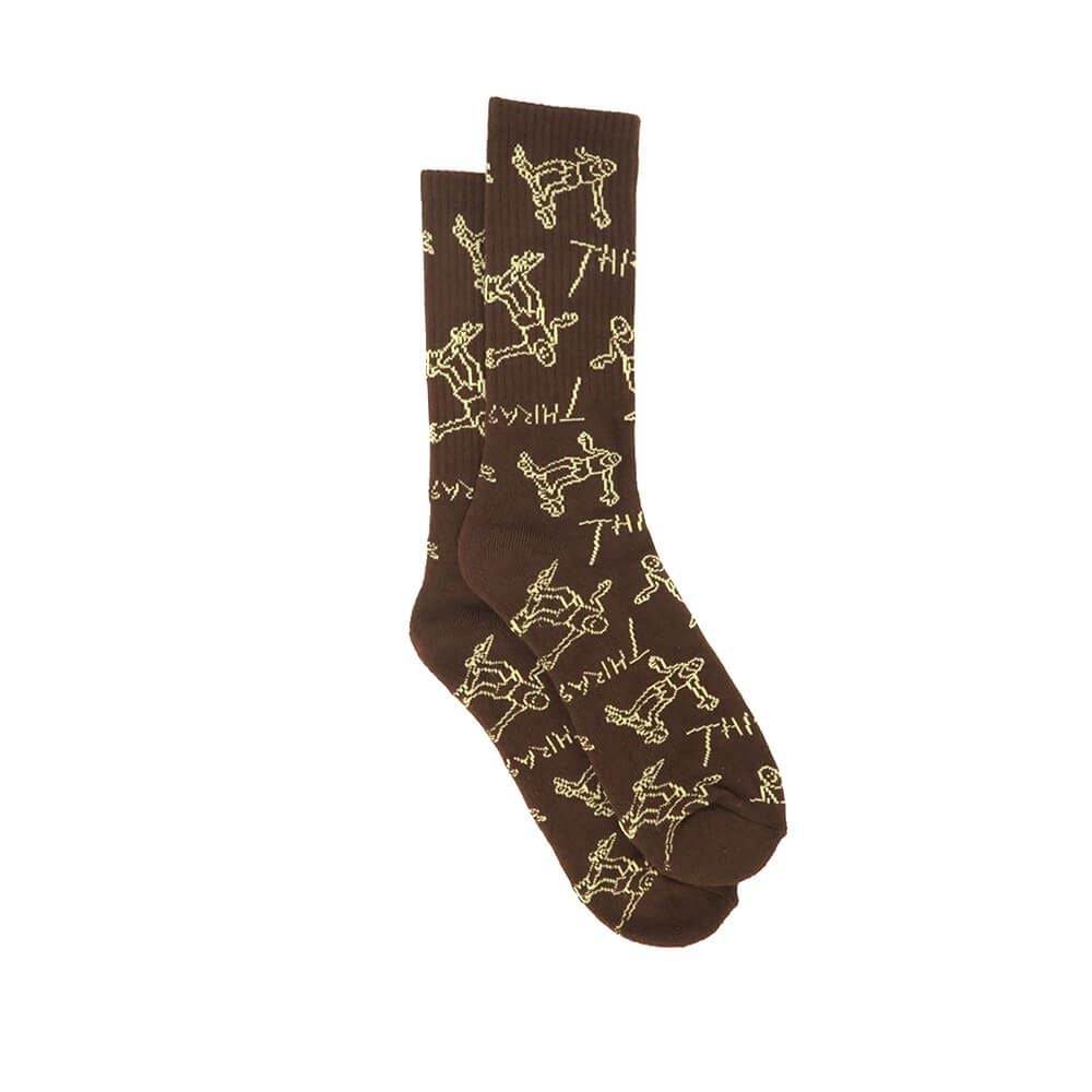 THRASHER SOCKS スラッシャー ソックス 靴下 GONZ LOGO BROWN/TAN（US企画） スケートボード スケボー 3