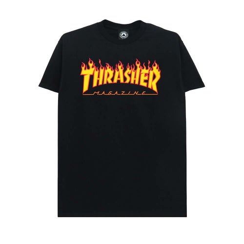 THRASHER T-SHIRT スラッシャー Tシャツ FLAME BLACK（US企画） スケートボード スケボー 