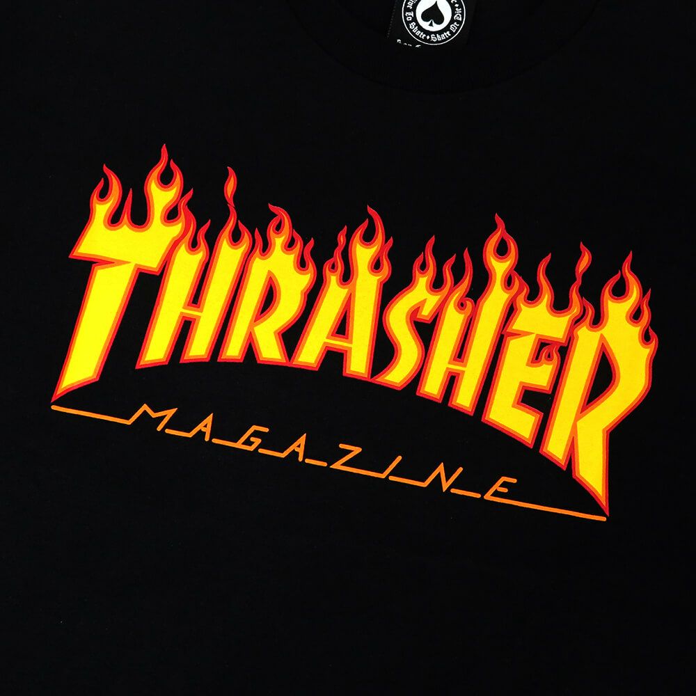 THRASHER T-SHIRT スラッシャー Tシャツ FLAME BLACK（US企画） スケートボード スケボー 1