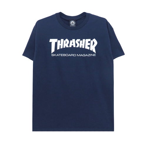 THRASHER T-SHIRT スラッシャー Tシャツ SKATEMAG LOGO WHITE NAVY（US企画） スケートボード スケボー 