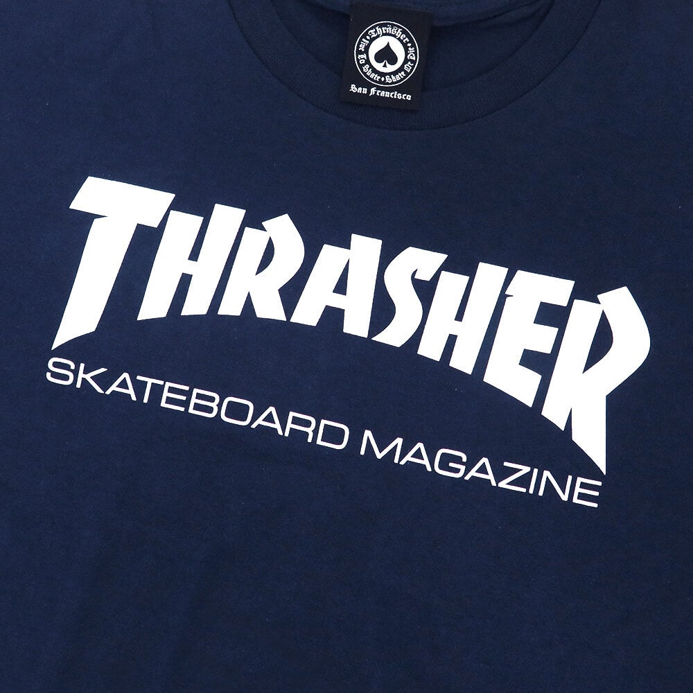 THRASHER T-SHIRT スラッシャー Tシャツ SKATEMAG LOGO WHITE NAVY（US企画） スケートボード スケボー 1