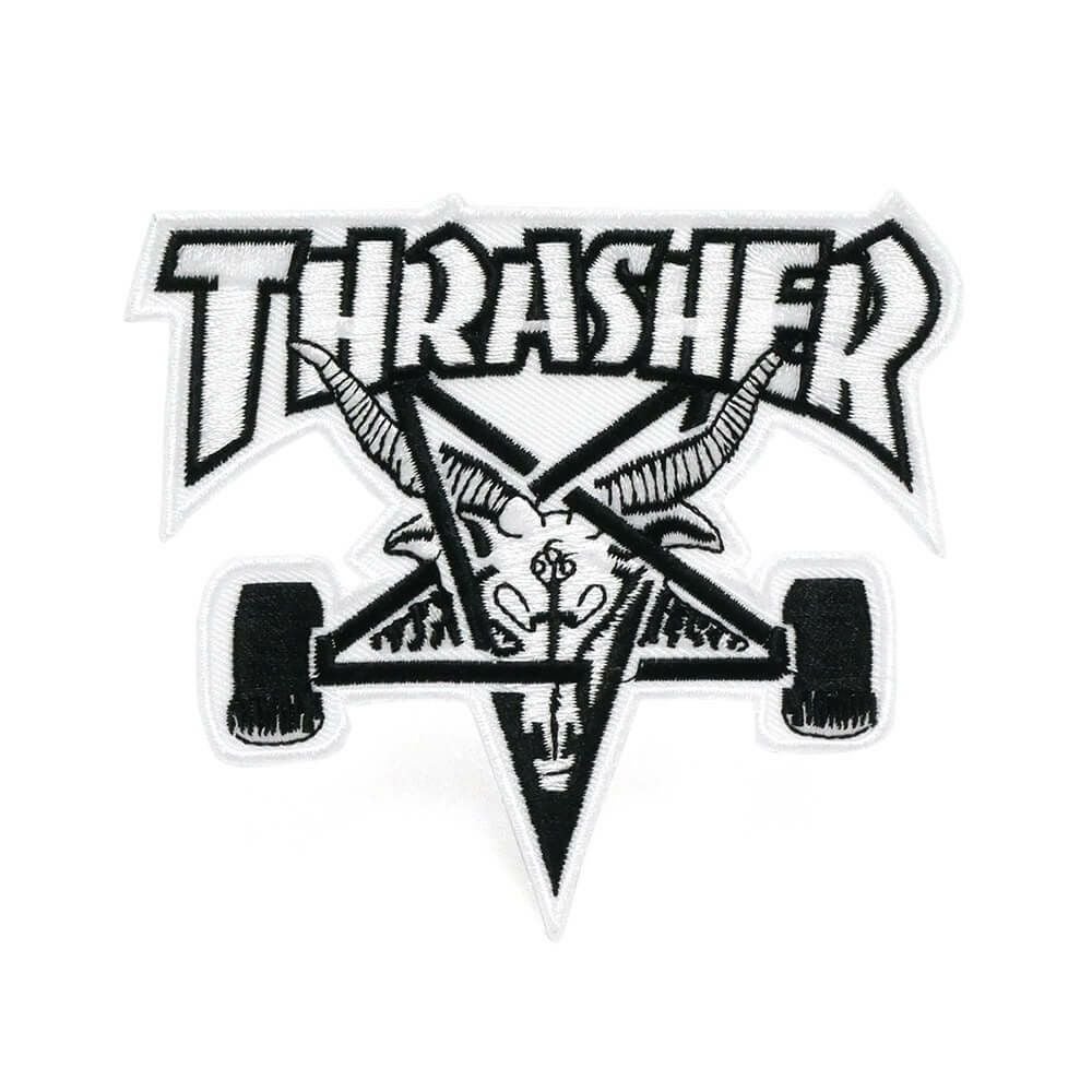 THRASHER PATCH スラッシャー ワッペン SK8GOAT WHITE/BLACK（US企画） スケートボード スケボー 1