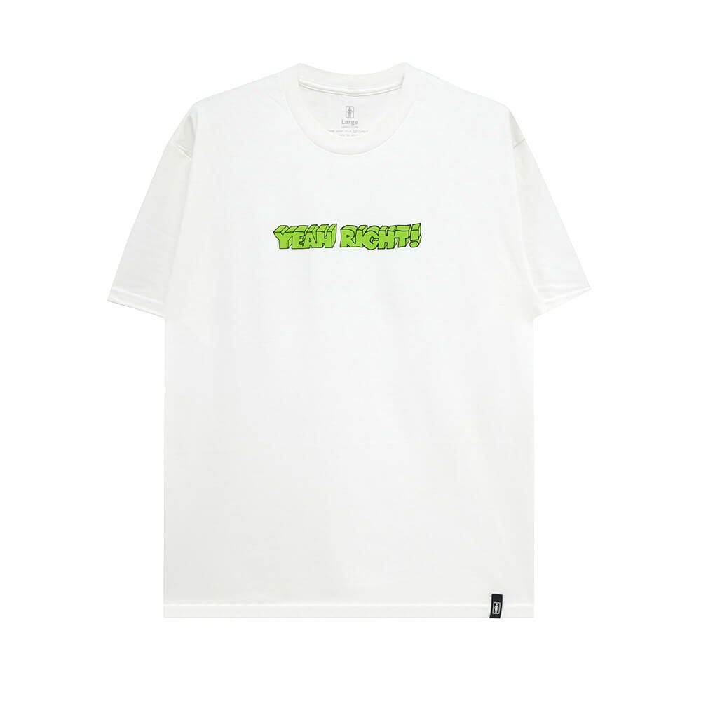 GIRL T-SHIRT ガール Tシャツ YEAH RIGHT WHITE スケートボード スケボー 