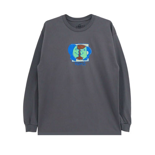 KROOKED LONG SLEEVE クルキッド ロングスリーブTシャツ MOONSMILEY CHARCOAL スケートボード スケボー 