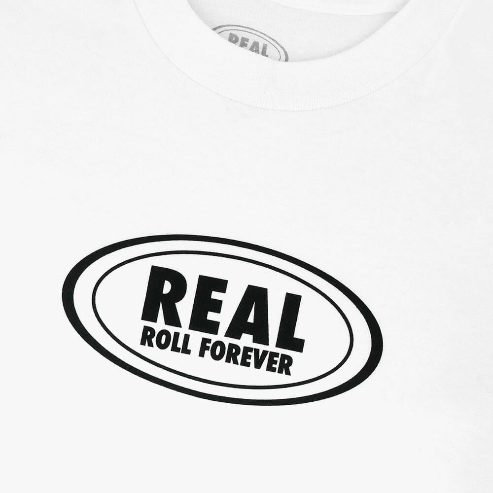 REAL T-SHIRT リアル Tシャツ ROLL FOREVER WHITE スケートボード
