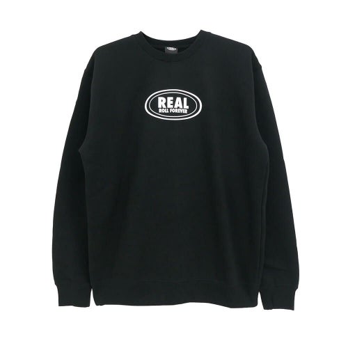 REAL CREW SWEAT リアル トレーナー ROLL FOREVER BLACK スケートボード スケボー 