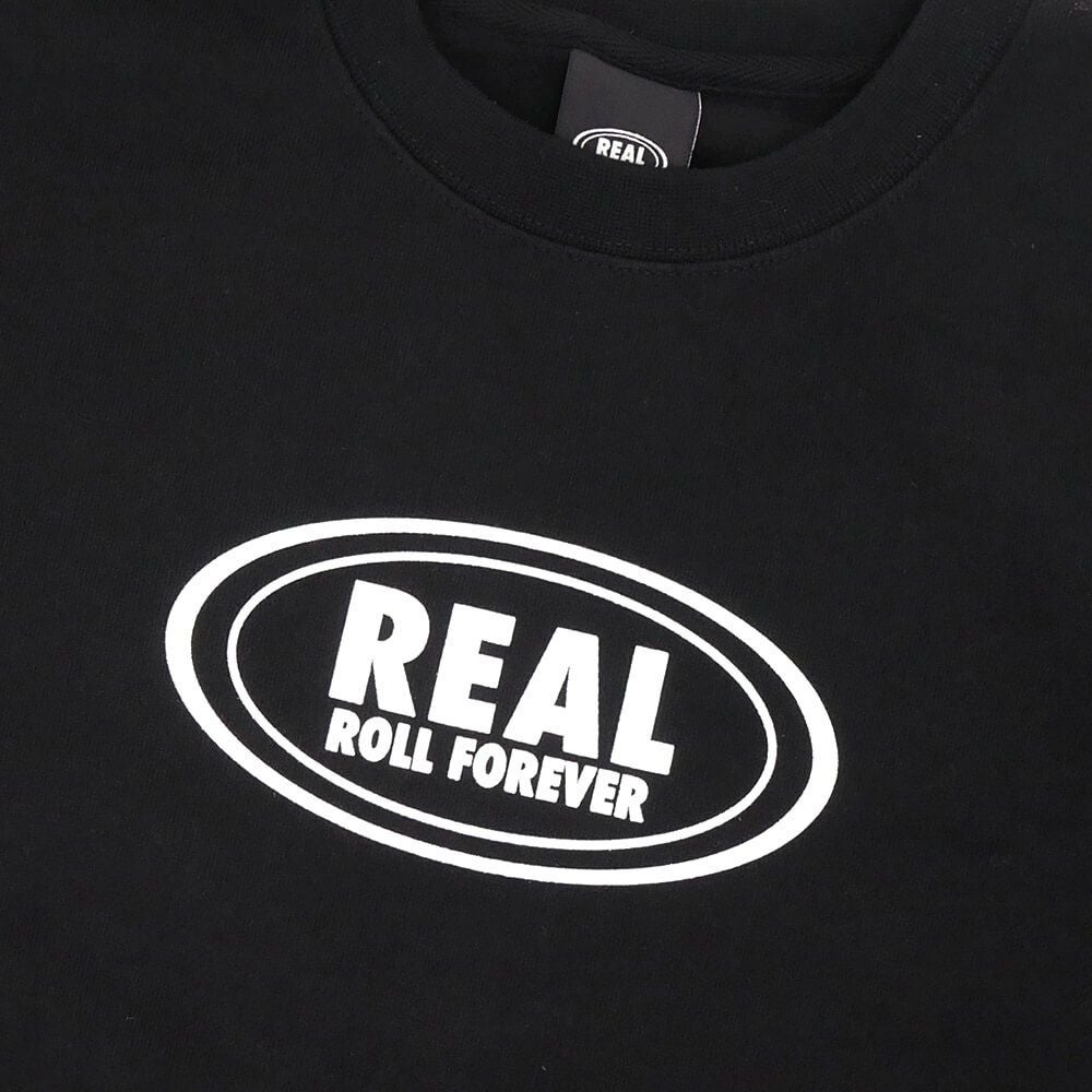 REAL CREW SWEAT リアル トレーナー ROLL FOREVER BLACK スケートボード スケボー 
